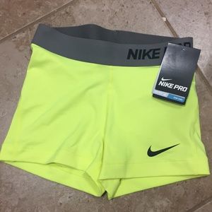 Nike Pro 3 inch spandex- Bright Yellow- NWT